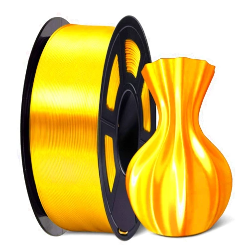 SUNLU Silk PLA Filament 1.75mm, Neatly Wound Shiny PLA 3D Printer Filament, Dimensional Accuracy +/- 0.02mm, Fit Most 3D Printers, Good Vacuum Packaging, 1kg Spool(2.2lbs), 330 Meters, Silky Gold