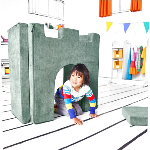 Yourigami Kids and Toddler Play Castle, Playroom Couch Add-On Set, Durable Modular Design, Green Meadows