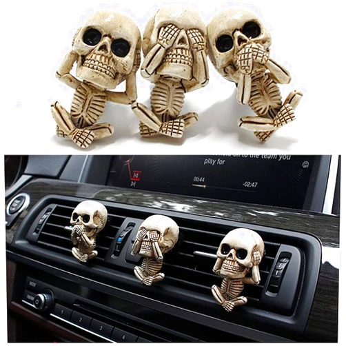 Idefair Skull Decor Car Air Freshener Vent Clip Goth Truck Interior Accessories for Men Women Teens Car Stuff for Jeep Horror Skeleton Car Scents Halloween Dashboard Decorations Funny Christmas Gifts for Dad
