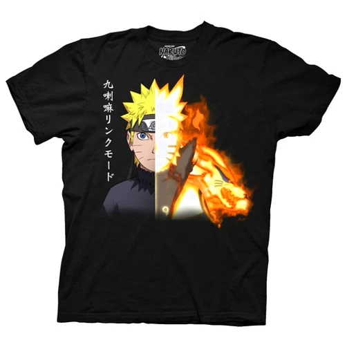 Ripple Junction Naruto Shippuden Men's Short Sleeve T-Shirt Kurama Link Mode Tailed Beast Chakra Anime Officially Licensed