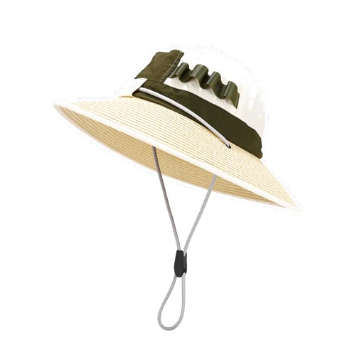 Senro Vientian Sun Straw Hat for Women & Men - Wide Brim Safari Style, UPF 50+, Color Blocking Design