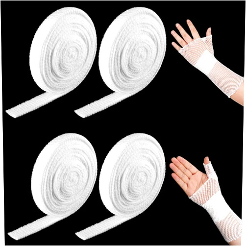 Treela 4 Rolls Net Bandage Tubular Elastic Net Elastic Netting Elastic Dressing Retainer Arm Netting 16.4 Yard Stretch Bandage Without The Use of Adhesive Tape(Size 4)
