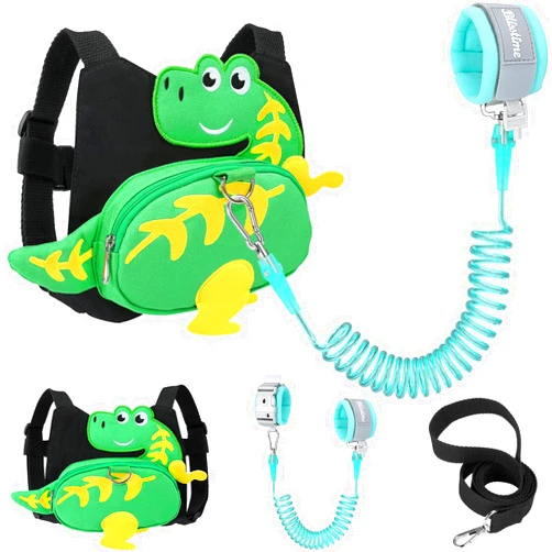Blisstime 4 in 1 Toddler Harness with Leash & Toddler Wrist Leash, Kids Backpack Leash for Toddlers 1-3, Toddler Leash Toddler Safety Harness with Anti Lost Wrist Link