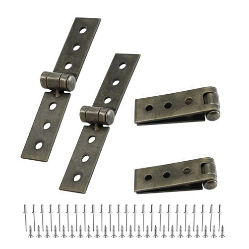 PDETVEO 4PCS Folding Butt Hinges, Silver Stainless Steel Door Furniture Hinges, Heavy Duty Small Strap Hinge for Cabinets, DIY (84 * 16 * 1.5mm)
