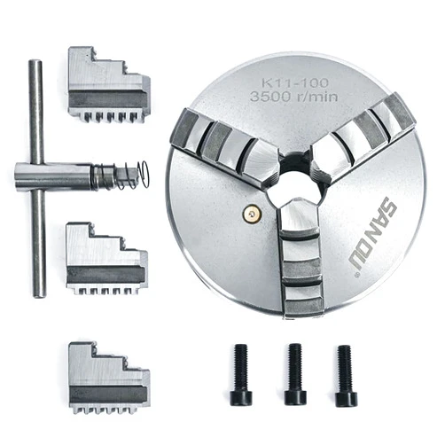 YINMAO 100MM Lathe Chuck SANOU Mini Lathe Chuck 3 Jaw Self-Centering Chuck K11-100 With One Set Internal Jaw And One Set External Jaw