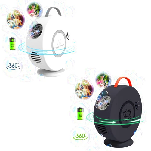 Yevohadt Bubble Machine for Kids Toddlers,Automatic Bubble Blower Rechargeable, 90° 360° Auto Rotatable Portable Bubble Maker Electric Bubbles Toy for 3 4 5 Year Old, Outdoor Wedding Party Birthday Gifts