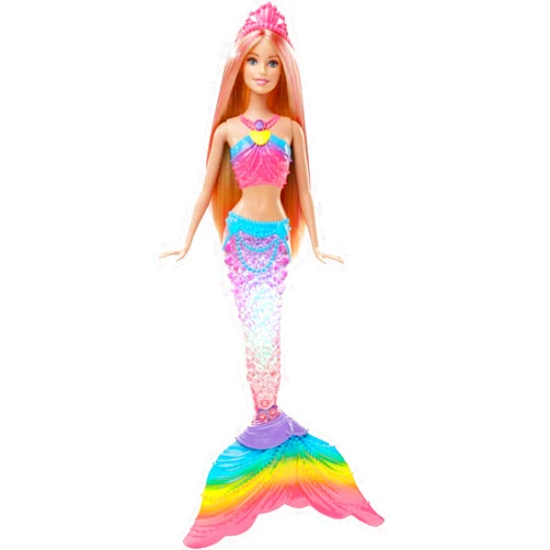 Barbie Dreamtopia Doll, Rainbow Lights Mermaid with Glimmering Light Up Rainbow Tail, Tiara and Blonde Hair
