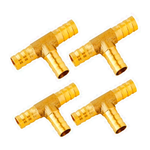 Quickun Brass Barb Fitting Tee, 1/2