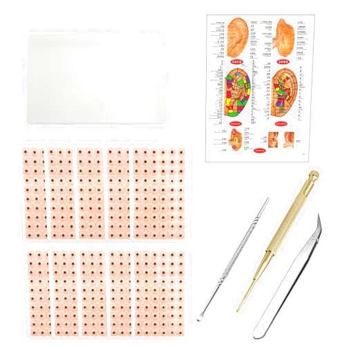 WOOPSOO Ear Seeds Acupuncture Kit 600 PcsEar Press Seeds with Acupuncture Needle Ear Points Chart Guide Tweezer for Beginners Relief Facial Tools