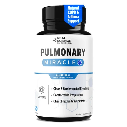 Real Science Nutrition Pulmonary Miracle COPD Relief and Lung Detox Capsules to Clear Lungs & Aid Breathing - Lung Support Supplement with Vinitrox & GABA for Long-Term Cough & Respiratory Relief, 60 Caps