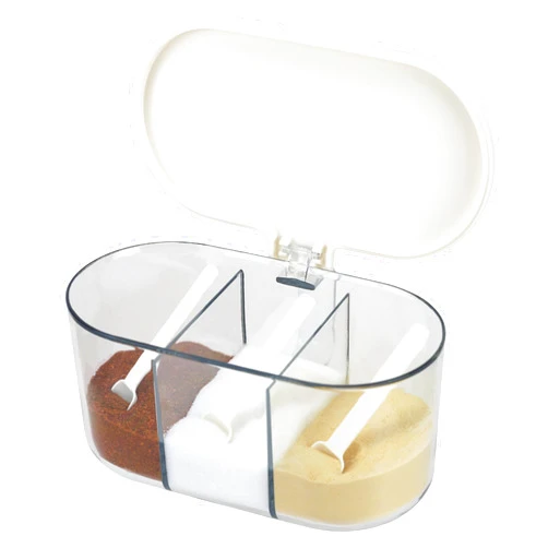 EIKS Seasoning Box Condiment Canisters with Lid & Spoons for Serving & Storing Salt Sugar Spice Pepper Seasoning, Working for Home Kitchen Coffee Restaurant