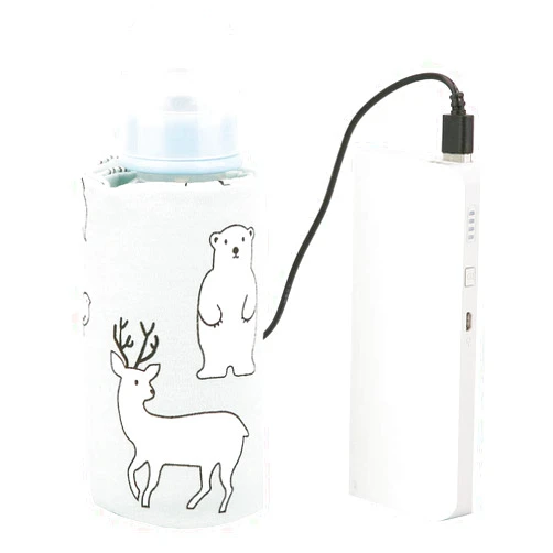 Hilitand Portable Bottle Keep Warm, USB Travel Milk Heat Keeper, Baby Bottle Keep Warmer for Car Tavel, Storage Cover Insulation Thermostat(Bear)