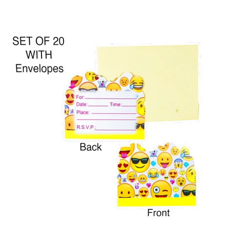 Qurly Party Invitation Card With Envelopes Set of 20 for Boy Girl Kid Happy Birthday Supplies Graduation Celebration Teen Greetings Postcard Bonus 3 Sheet Funny Favor Decoration Sticker