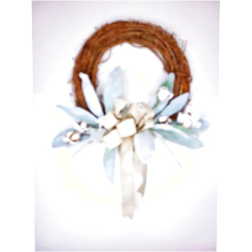 An Array of Wreaths, LLC Small Lamb's Ear and Cotton Wreath; Spring Wreath; Everyday Wreath