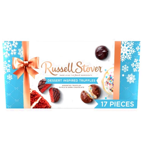 RUSSELL STOVER Christmas Assorted Milk & Dark Chocolate Dessert Truffles Gift Box, 9 oz. (17 pieces)