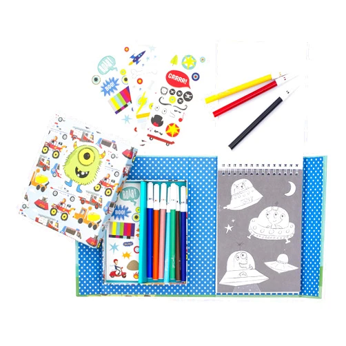 Tiger Tribe Coloring Set - Adventure Theme - Take Along Travel Art Kit - All Supplies Included - Easy Clean Up and Storage - Ages 3+ - 60207, Blue