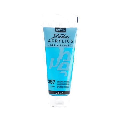 Pebeo 832-357 Studio Acrylics High Viscosity, Fine Acrylic, 100 ml - Iridescent Blue Green