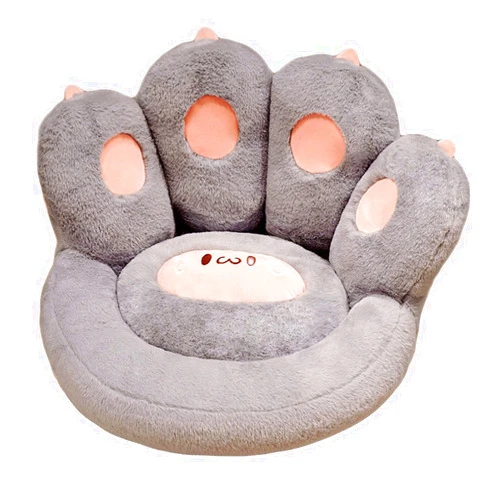 Ditucu Cat Paw Cushion Lazy Sofa Chair Pad 18 inch Comfy Kawaii Plush Warm Floor Pillow Cute Seat Pad for Bedroom Decor Grey