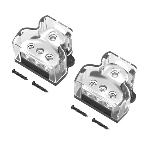 RVBOATPAT 3 Way Power Distribution Block Car Audio Splitter 1x 0 Gauge in / 3X 4 Gauge Out Ground Distribution Block Amp for Automotive Car Boat 2 Pack