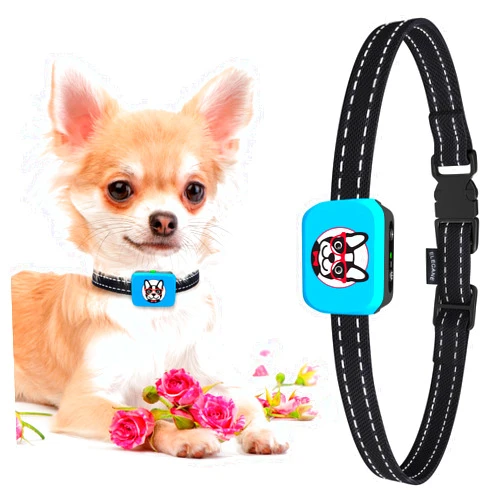 ELECANE Small Dog Bark Collar Rechargeable - Smallest Bark Collar for Small Dogs 5-15lbs - Most Humane Stop Barking Collar - Dog Training No Shock Anti Bark Collar - Pet Bark Control Device (Blue)