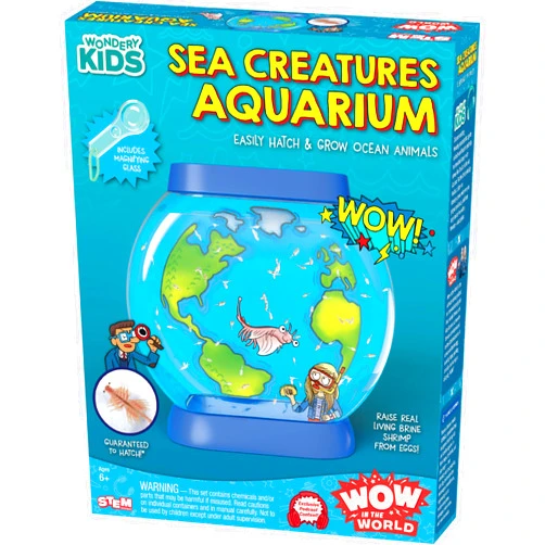 WONDERY KIDS Wow in The World SEA Creatures Aquarium | Hatch & Raise Real Brine Shrimp (Easy Care), Customizable Tank, Companion Audio Content, Bonus Reusable Science Tool, STEM Toy for Kids 6+ by Thames & Kosmos