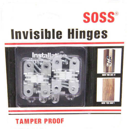SOSS - 203CUNP 203 Zinc Invisible Hinge with Holes for Wood or Metal Applications, Mortise Mounting, Unplated (Pack of 2)