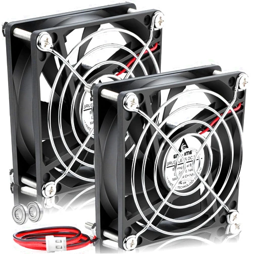 GDSTIME 2-Pack 80mm x 80mm x 25mm 24V Brushless DC Cooling Fan, Dual Ball Bearing High Speed 24 Volt 3 Inch Fan 8025 2-Pin for Amplifier UPS Power Supply LED Stage Lights