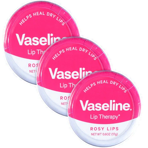 Vaseline Lip Therapy Rosy Lips Tin 3-Pack – Tinted Lip Balm for Soft, Smooth, Glossy Lips, 0.6 Oz Ea