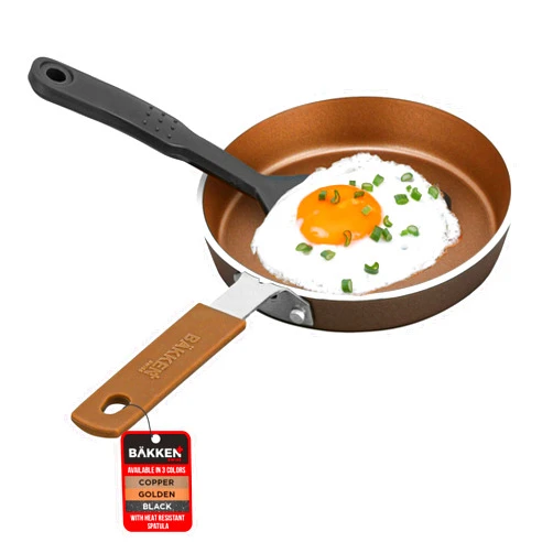 BAKKENMASTER Bakken-Swiss 2-Piece Mini Nonstick Egg and Omelet Pan Set – 5.5'' Skillet with Copper/Golden Non-Stick Coating, Eco-Friendly and Non-Toxic – Perfect for Eggs & Pancakes
