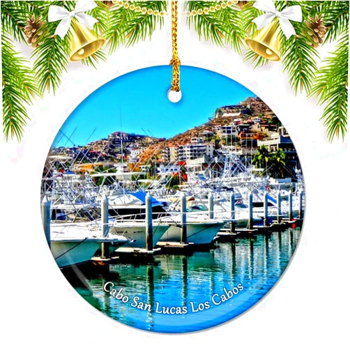 Umsufa Mexico Cabo San Lucas Los Cabos Christmas Ornaments for Tree Ceramic Pendant Double Sided Ornament Decor Xmas Gifts Porcelain Travel Souvenirs