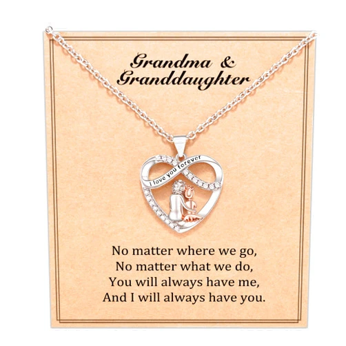 JOGDIAM Infinity Heart Necklace Christmas Jewelry Gifts for Grandma Granddaughter Birthday Jewelry Gifts