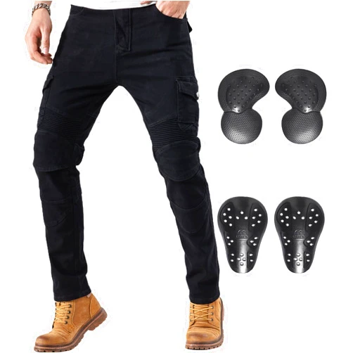 CTBQiTom Motorcycle Pants for Men Motocross Riding Pants Motorbike Riding Denim Jeans Adventure Trousers with CE Armor