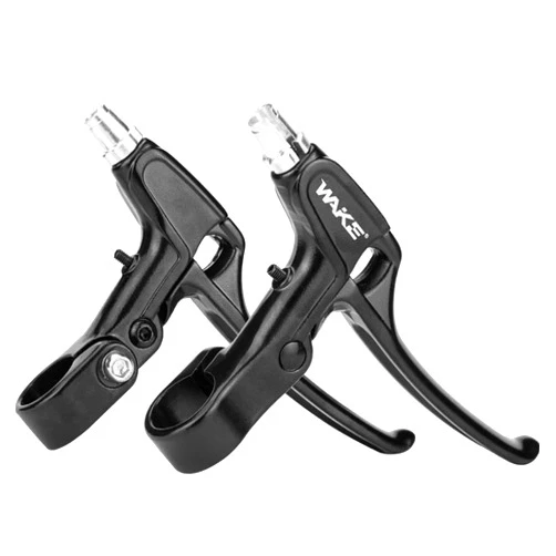 WAKE Bicycle Brake Levers 2pcs Mountain Bike Brake Handles 4 Finger 2.2cm Diameter for Most Bicycle, Road Bike, MTB, BMX, Cycling (Aluminum Alloy, Black)
