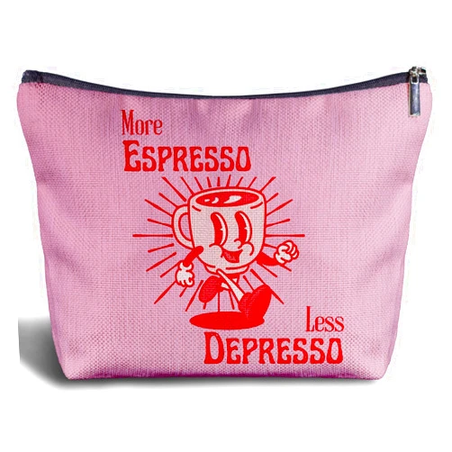 Zomhix Coffee Lover Makeup Bag - Funky Retro Coffee Lover Gift Cosmetic Bags for Women, Retro Hot Pink Coffee Small Makeup Bag, More Espresso Less Depresso