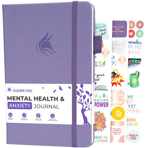Clever Fox Mental Health & Anxiety Journal – Guided CBT Journal with Prompts for Self Help & Stress Relief – Mood & Emotion Tracker (Lavender)