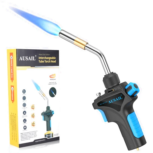 AUSAIL Propane Torch Head, Mapp Map Gas Torch, High Intensity AS12000 Trigger Start Gas Torch, Welding Torch for Soldering, Brazing, Welding, Searing Steak