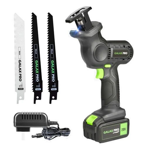 GALAX PRO 20V Cordless Reciprocating Saw, 0-3000RPM Variable Speed Power Reciprocating Saw with 4.0Ah Battery, 2pcs Wood Saw Blades & 1pcs Metal Saw Blade