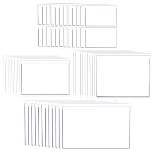 SEEWEY 60 Pieces Clear Adhesive Pockets 4 Sizes Self Adhesive Index Card Pockets Self Adhesive Photo Sleeves Adhesive Business Card Holders Clear Pockets for Planners and Binders
