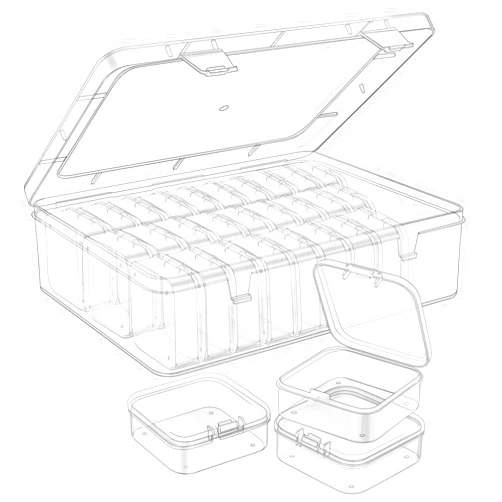 Mathtoxyz Bead Organizer Box, 31Pcs Small Bead Organizers and Storage Plastic Cases Mini Clear Bead Storage Containers Boxes with Hinged Lid and Rectangle for Bracelet Making DIY Jewelry Craft Nail