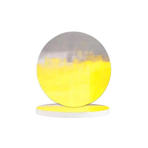 Pznen Yellow and Grey Art Coaster for Drinks Individual Modern Abstract Acrylic Brush Contemporary Artistic Simple Desgin Presents for Housewarming Birthday and Family 100% Diatomite 4''X 4'',2 Pack