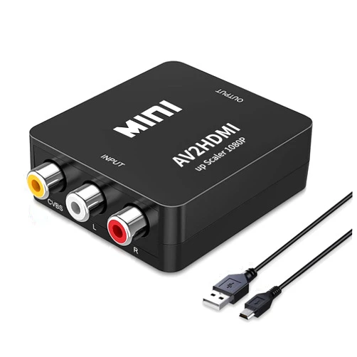 Wtyixs RCA to HDMI Converter, AV to HDMI Converter, 1080P Mini RCA AV Composite Video Audio to HDMI Converter Adapter Box for TV/Wii/PC/PS2/STB/Xbox/VHS/VCR/Camera/DVD, Support PAL/NTSC with USB Power Cable