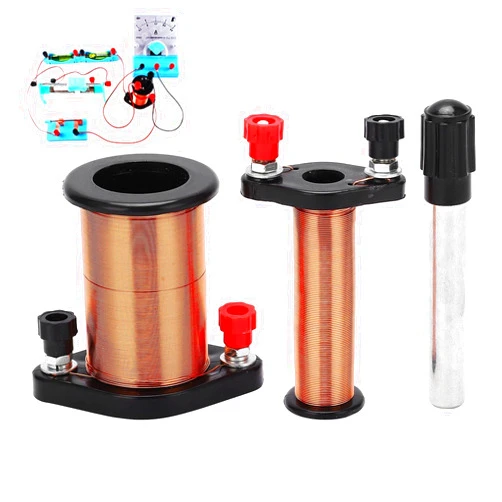 Agatige Electromagnetic Induction Coil, Demonstration Induction Coil with Primary Coil, Secondary Coil and Soft Iron Core Cylindrical Magnet for Physics Teaching, Induction Coil for Laboratory