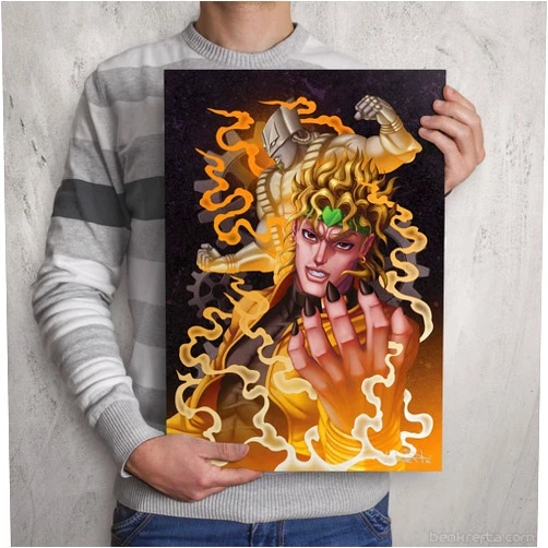 Krefta DIO JOJO's BIZARRE ADVENTURE SIGNED ART PRINT - Anime Artwork video game poster - manga wall art - 11.7