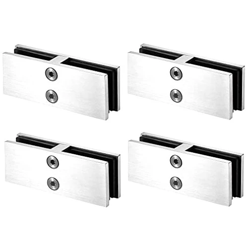 LukLoy Marine Grade Railing Glass to Glass Clamp, Stainless Steel 316 Glass Bracket for Coastal Outdoor Balustrade Railing Pool Fence Glass (4, 180 Degree)