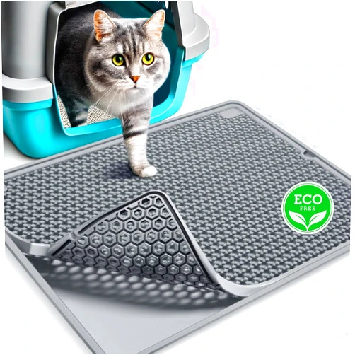 PUPMATE Cat Litter Mat | Litter Box Trapping Mat for Kitty | Waterproof & Anti-Tracking | Easy to Clean | Honeycomb Small Pads | Food Grade Silicone Catcher Mat | For Indoor Floor | Grey 20 * 15 In