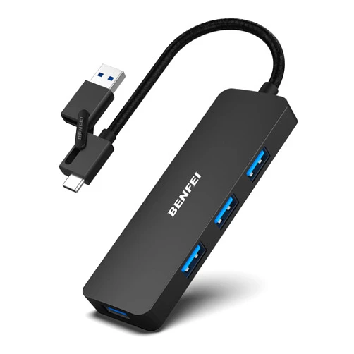 BENFEI USB 3.0 Hub, USB-C HUB, 2-in-1 USB Type-A/Type-C Hub with 4 USB 3.0 Ports Compatible for MacBook, Mac Pro, Mac Mini, iMac, Surface Pro, XPS, PC, Flash Drive, Mobile HDD
