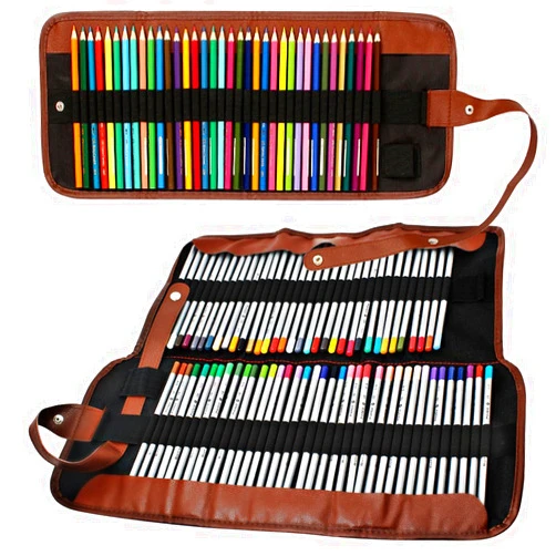 SENHAI 2 Pack Colored Pencils Roll, SENHAI 48 Slot+ 72 Slot Canvas Pencil Organizer Bag/Wrap Rollable Pouch for Office, Travel