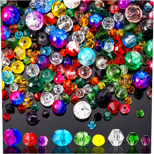 Sureio 1300 Pieces Crystal Glass Beads for Jewelry Making Suncatcher Faceted Bicone Assorted Loose Sparkly Beads for Bracelets Necklace Pendants Jewelry Making Supplies(Colorful)