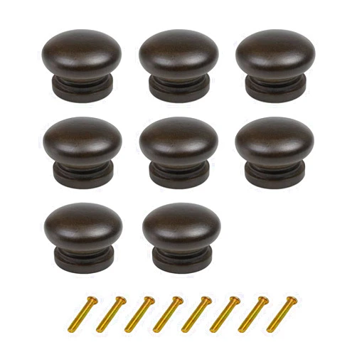Mysummer 8 Pack Round Wood Drawer Knobs Black Walnut Finished Kitchen Cabinet Pulls Handles Hardware for Kitchen Cabinets Furniture Dresser Wardrobe Cupboard Drawer Pulls Knobs