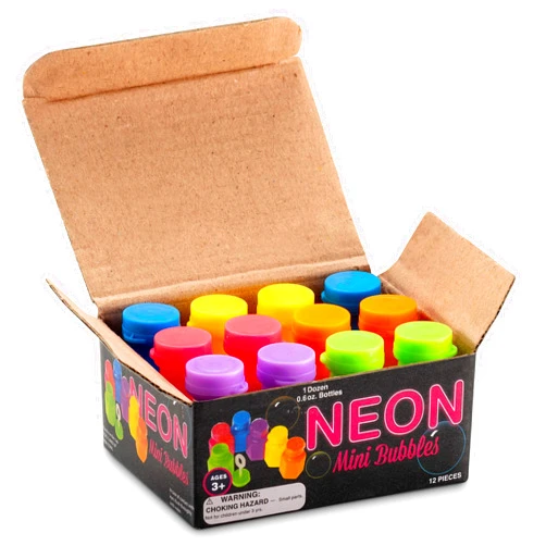 Bedwina Mini Neon Party Bubbles for Kids - (Pack of 12) Bulk Wands and Bottles for Blowing Bubbles, Birthday Party Favors, Toy Gift, Outdoor Toys, Carnival Prizes, and Goody Bag Stuffers